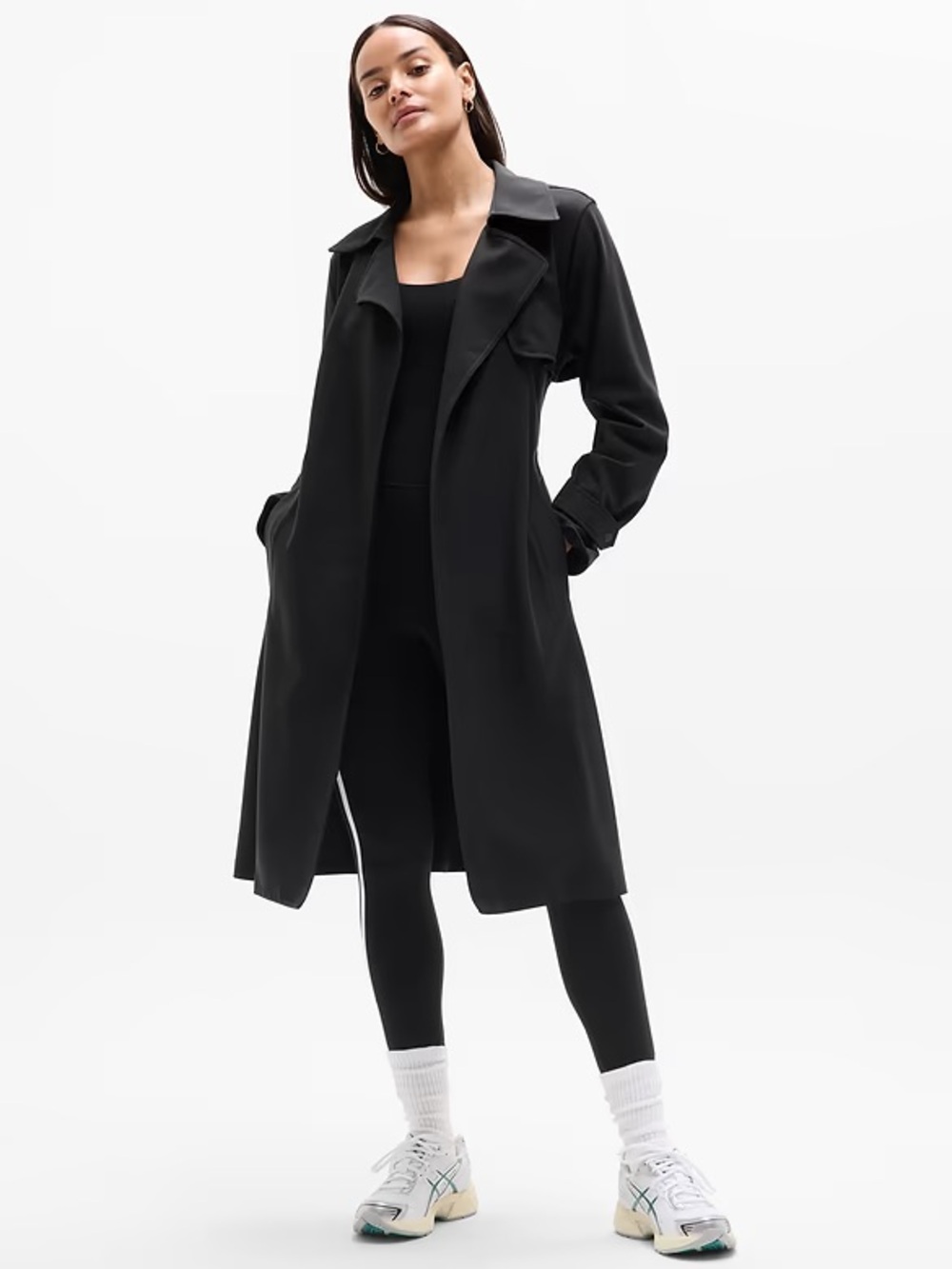 Athleta NWT Black Stellar Trench Coat